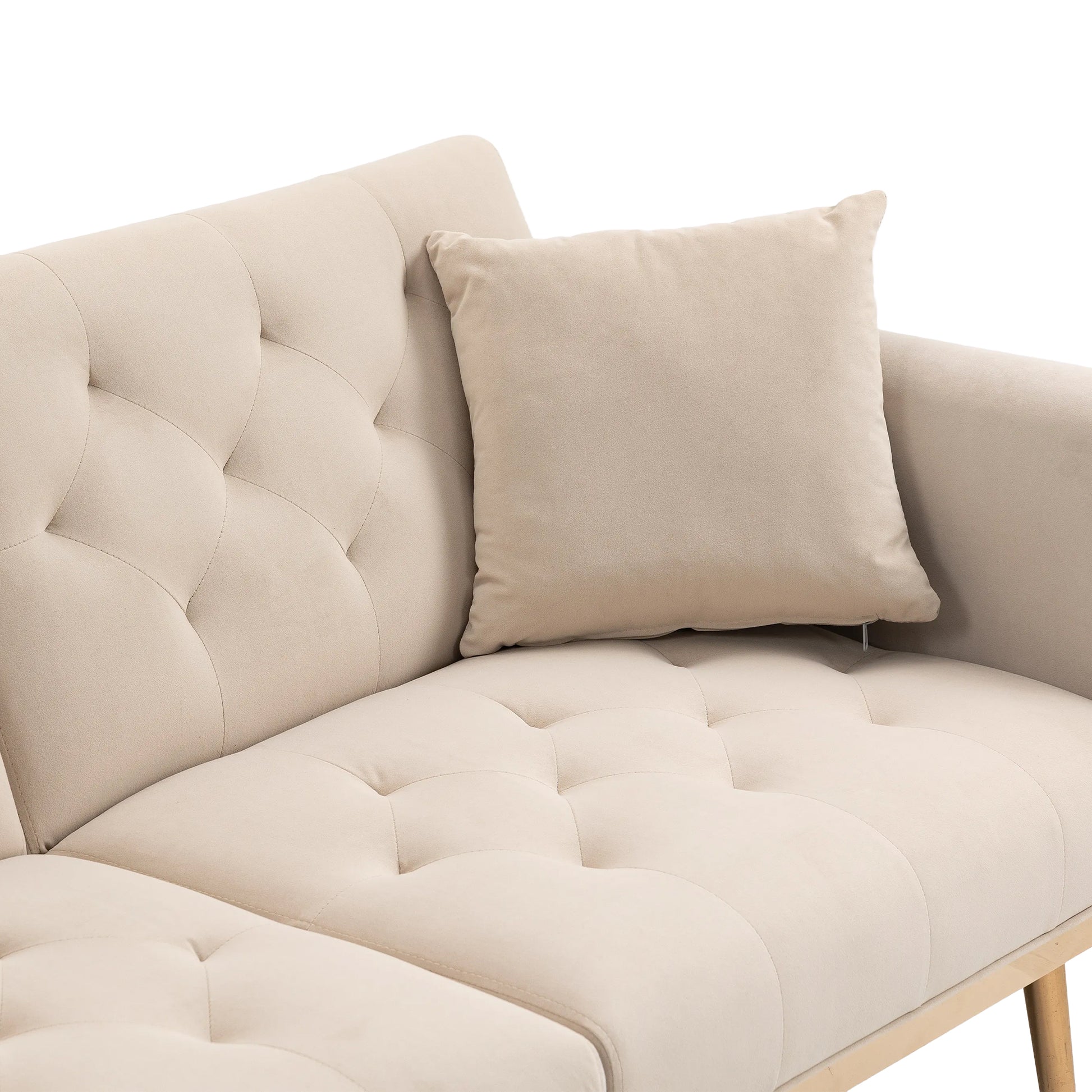 Coolmore Velvet Sofaaccent Sofa .Seat Sofa With Metal Feet Beige Polyester