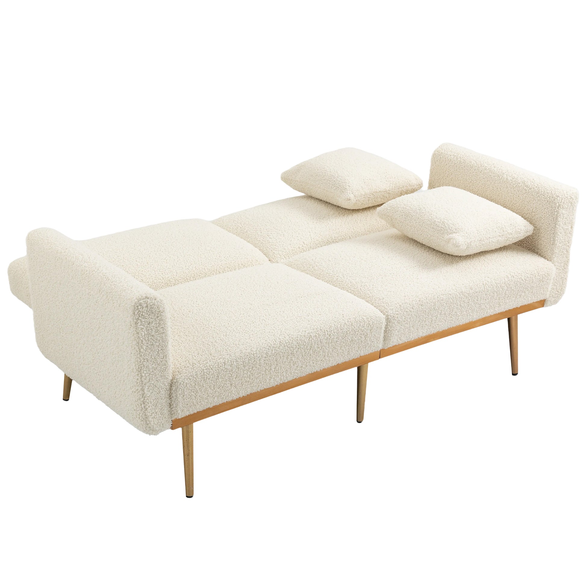 Coolmore Velvet Sofaaccent Sofa .Seat Sofa With Metal Feet White Teddy Polyester