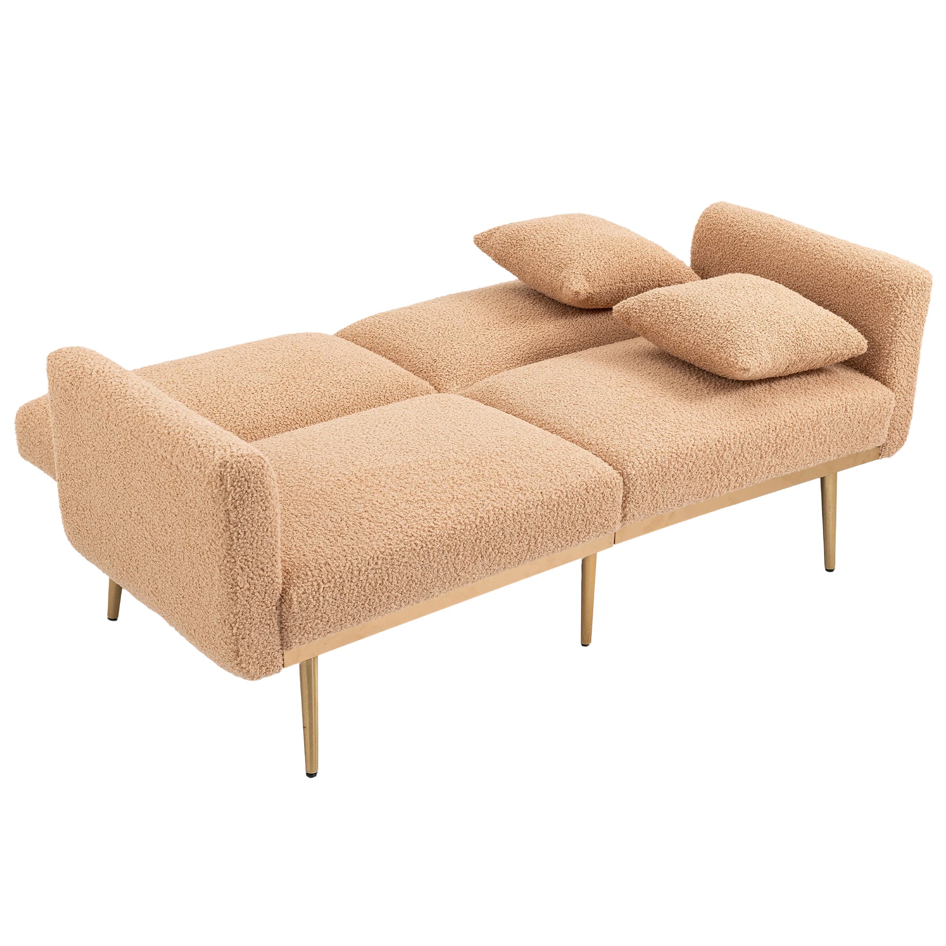 Coolmore Velvet Sofaaccent Sofa .Seat Sofa With Metal Feet Camel Teddy Polyester