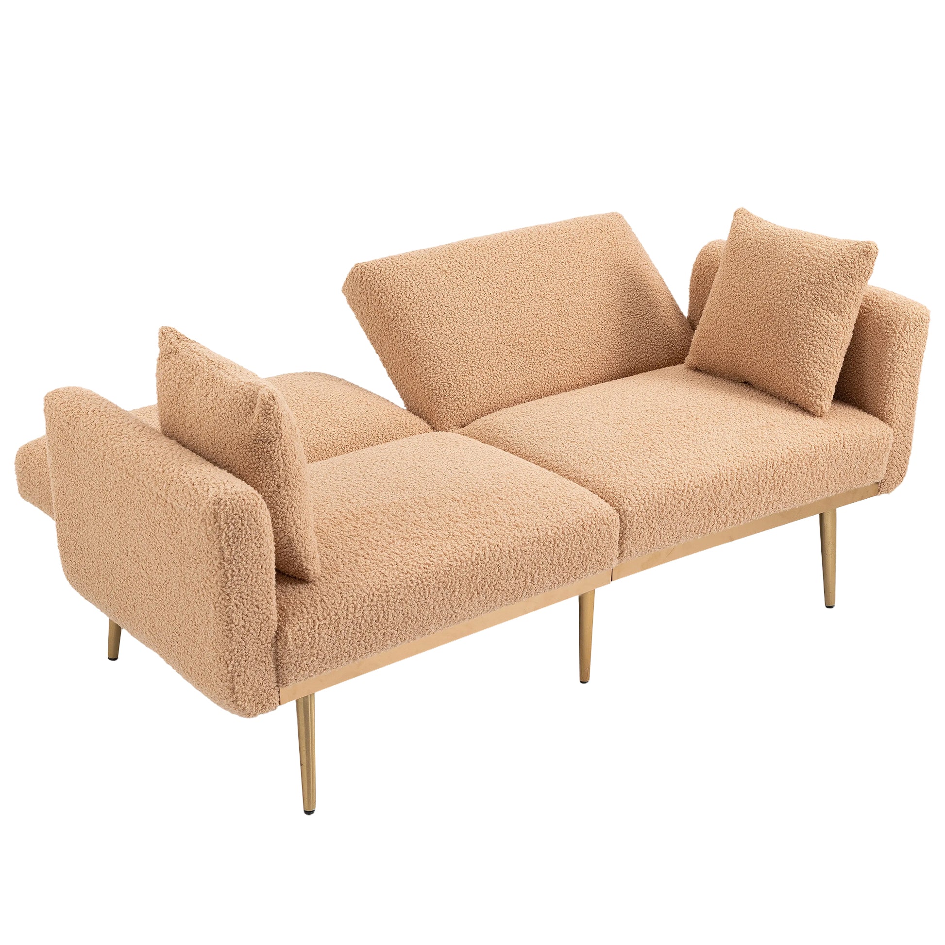 Coolmore Velvet Sofaaccent Sofa .Seat Sofa With Metal Feet Camel Teddy Polyester