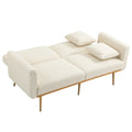 Coolmore Velvet Sofaaccent Sofa .Seat Sofa With Metal Feet White Teddy Polyester