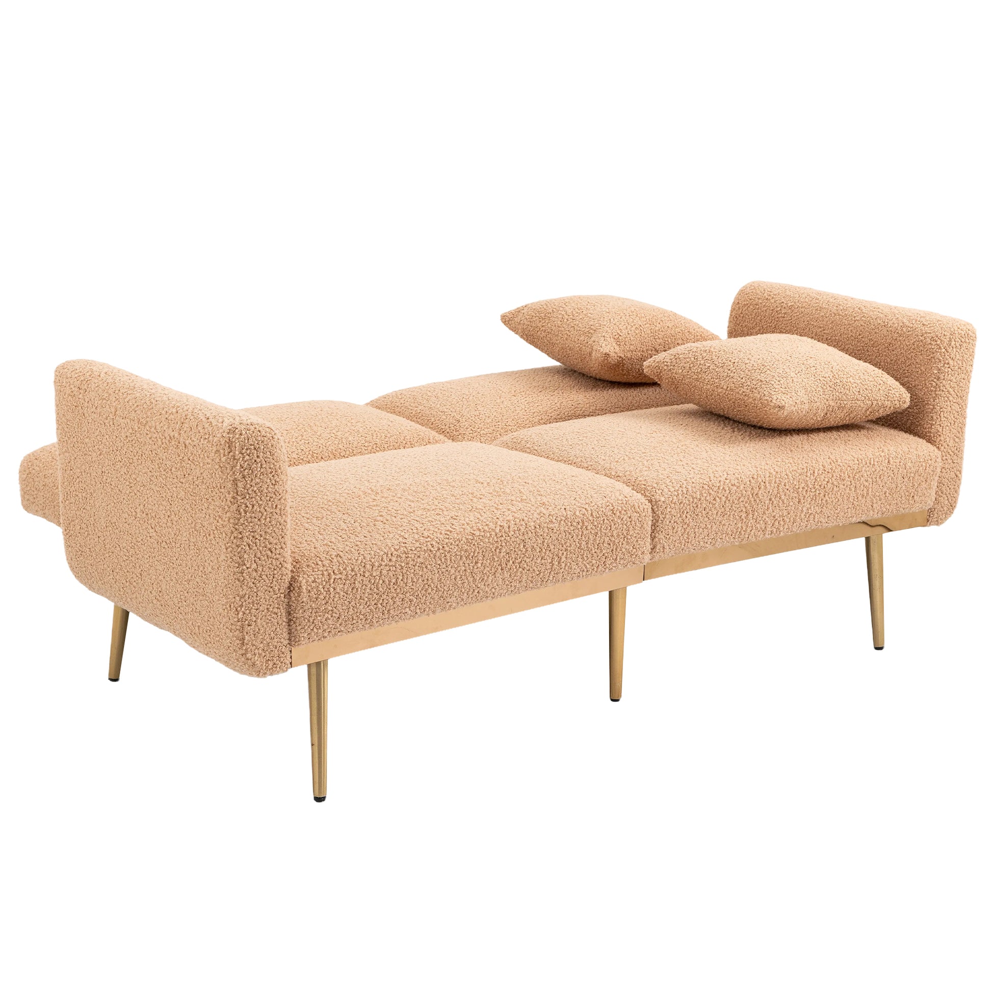 Coolmore Velvet Sofaaccent Sofa .Seat Sofa With Metal Feet Camel Teddy Polyester