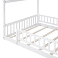 Full Size Wood Bed House Bed Frame With Fence, For Kids, Teens, Girls, Boys,White Box Spring Not Required Full White Wood Pine Bed Frame Wood