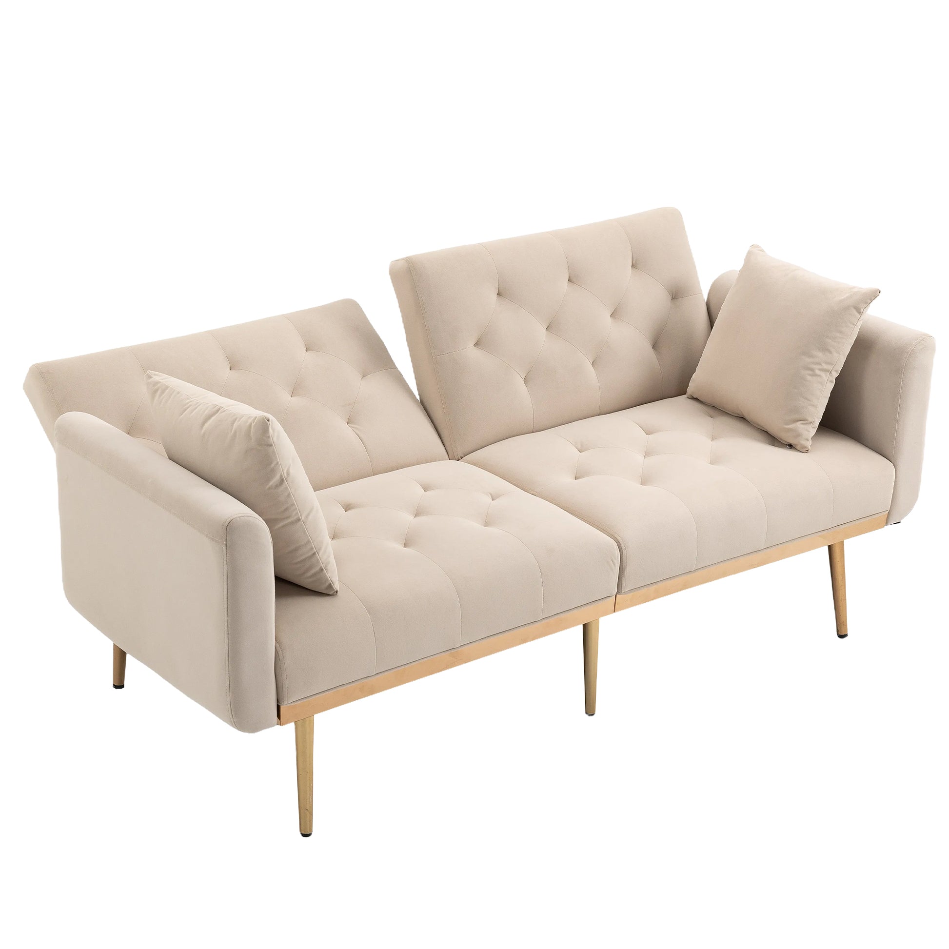 Coolmore Velvet Sofaaccent Sofa .Seat Sofa With Metal Feet Beige Polyester
