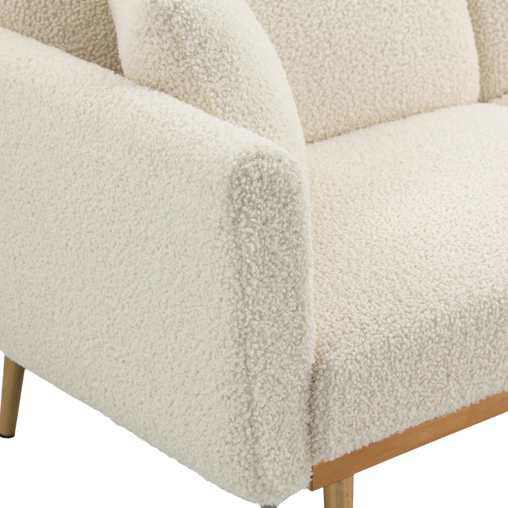 Coolmore Velvet Sofaaccent Sofa .Seat Sofa With Metal Feet White Teddy Polyester