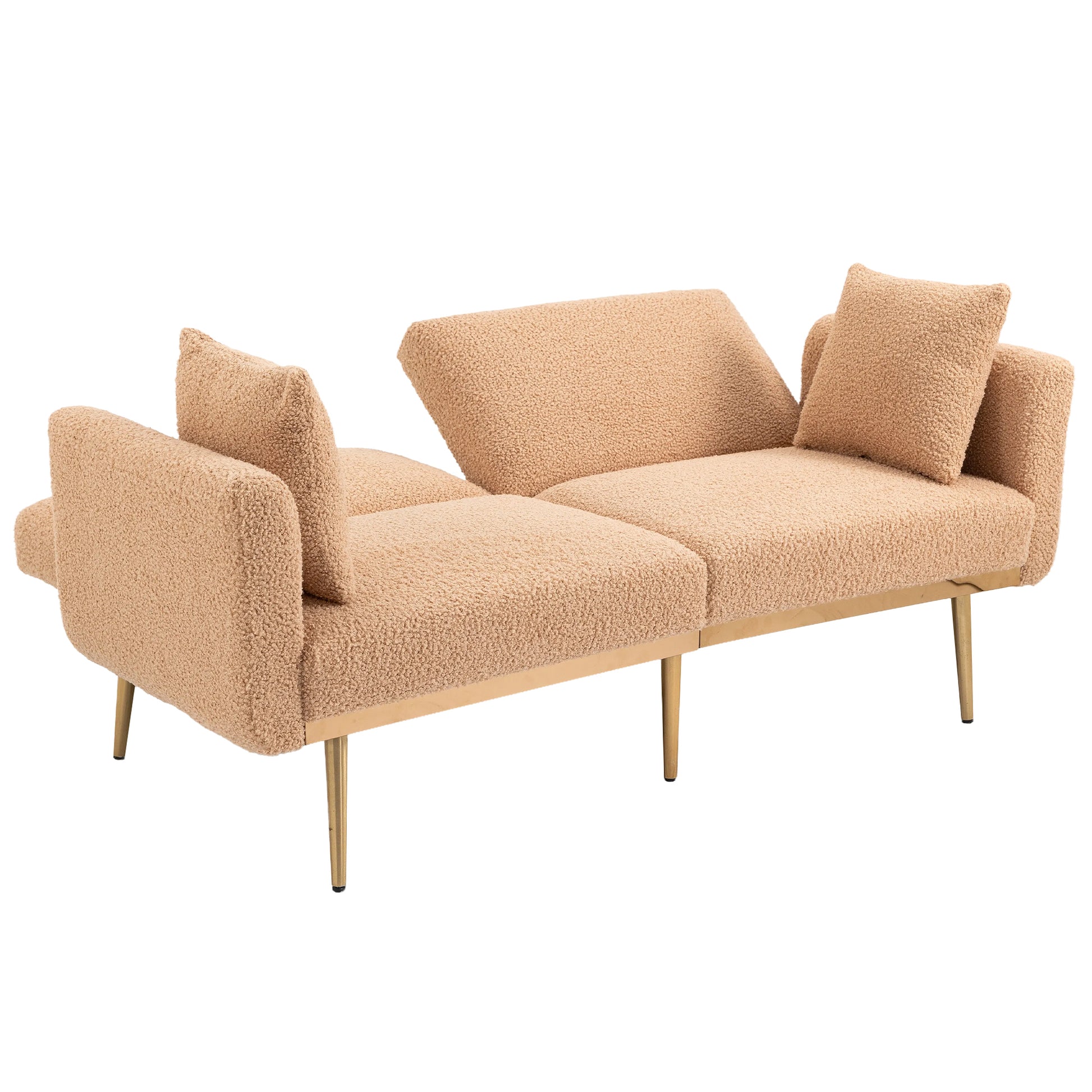 Coolmore Velvet Sofaaccent Sofa .Seat Sofa With Metal Feet Camel Teddy Polyester