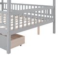 Full Size Wooden House Bed With Two Drawers,Gray Box Spring Not Required Full Gray Wood Gray Bedroom Pine Bed Frame Wood