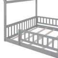 Full Size Wood Bed House Bed Frame With Fence, For Kids, Teens, Girls, Boys,Gray Box Spring Not Required Full Gray Wood Pine Bed Frame Wood