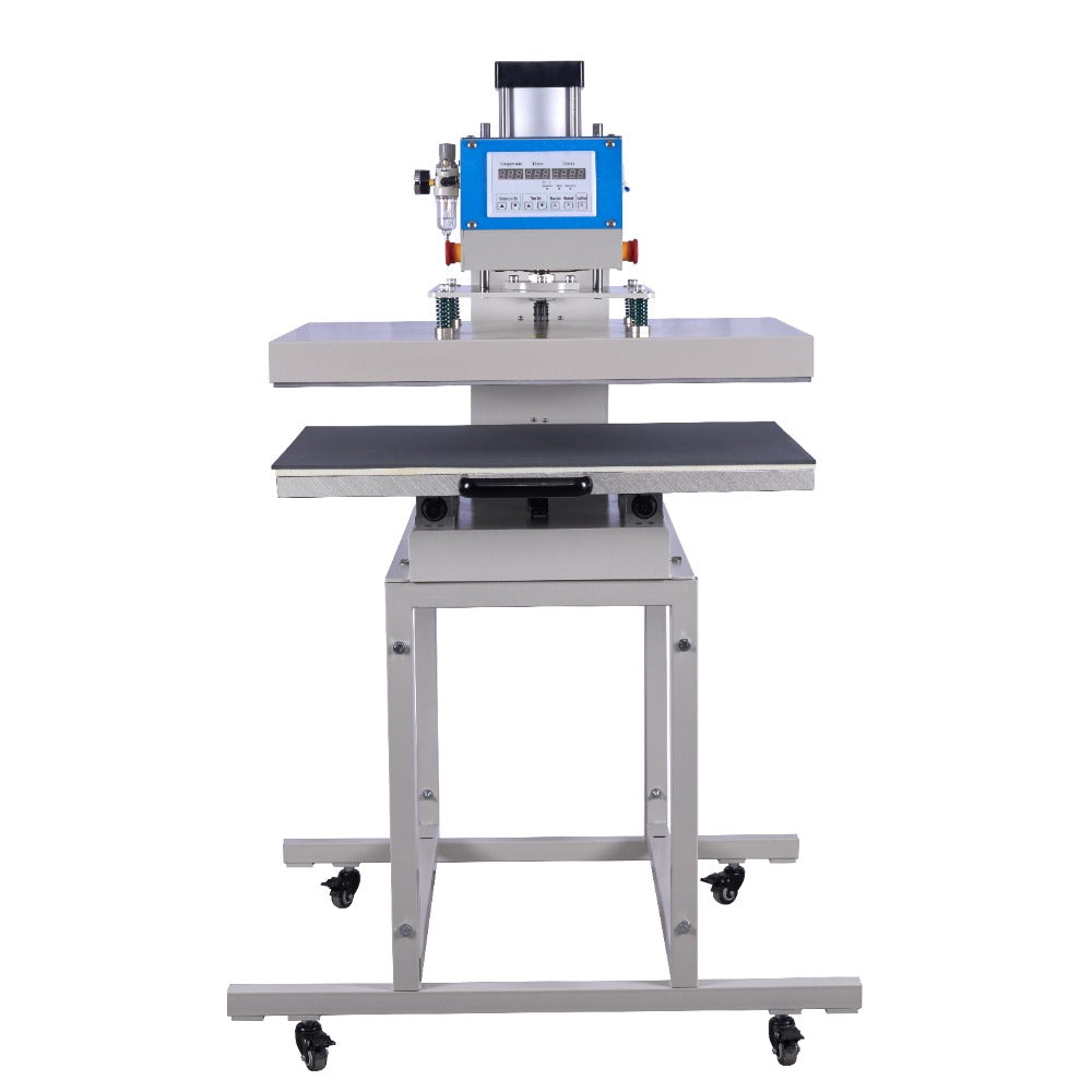 24X32 Large Format Single Station Pneumatic Heat Press Machine 220V,6000W No Plug Blue Grey Aluminium