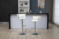Coolmore Swivel Bar Stools Set Of 2 Adjustable Counter Height Chairs With Footrest For Kitchen, Dining Room 2Pc Set White Pu Pu Leather