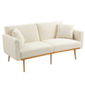 Coolmore Velvet Sofaaccent Sofa .Seat Sofa With Metal Feet White Teddy Polyester
