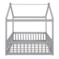 Full Size Wood Bed House Bed Frame With Fence, For Kids, Teens, Girls, Boys,Gray Box Spring Not Required Full Gray Wood Pine Bed Frame Wood