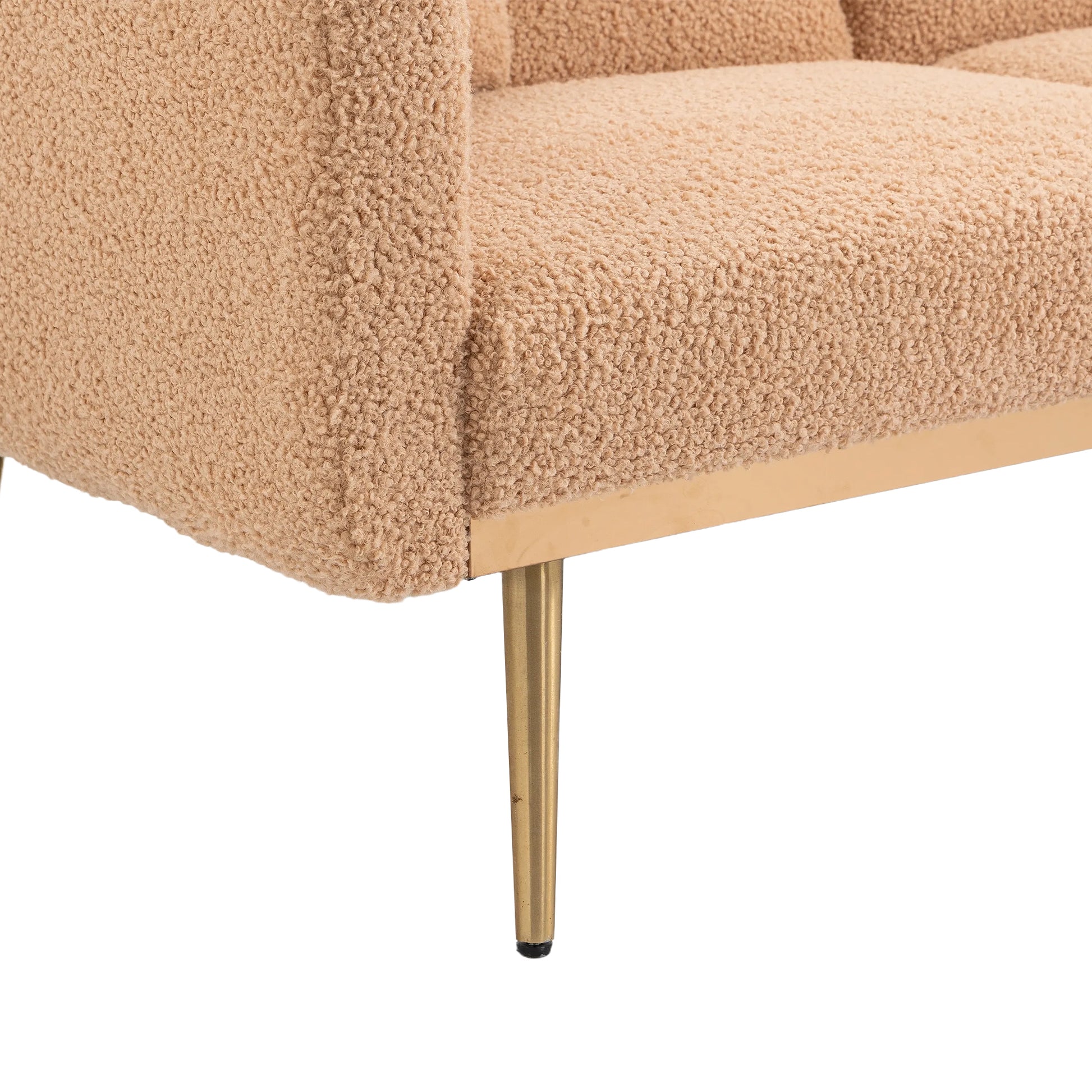 Coolmore Velvet Sofaaccent Sofa .Seat Sofa With Metal Feet Camel Teddy Polyester