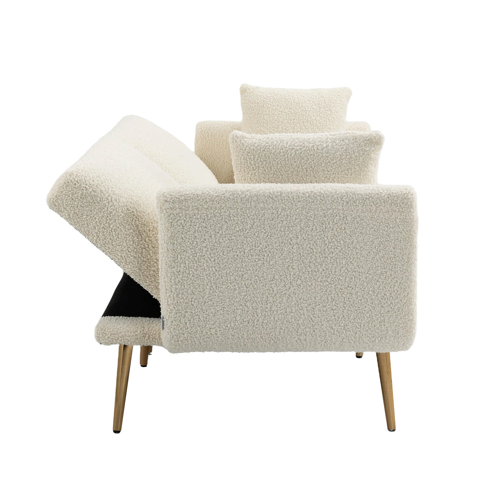 Coolmore Velvet Sofaaccent Sofa .Seat Sofa With Metal Feet White Teddy Polyester