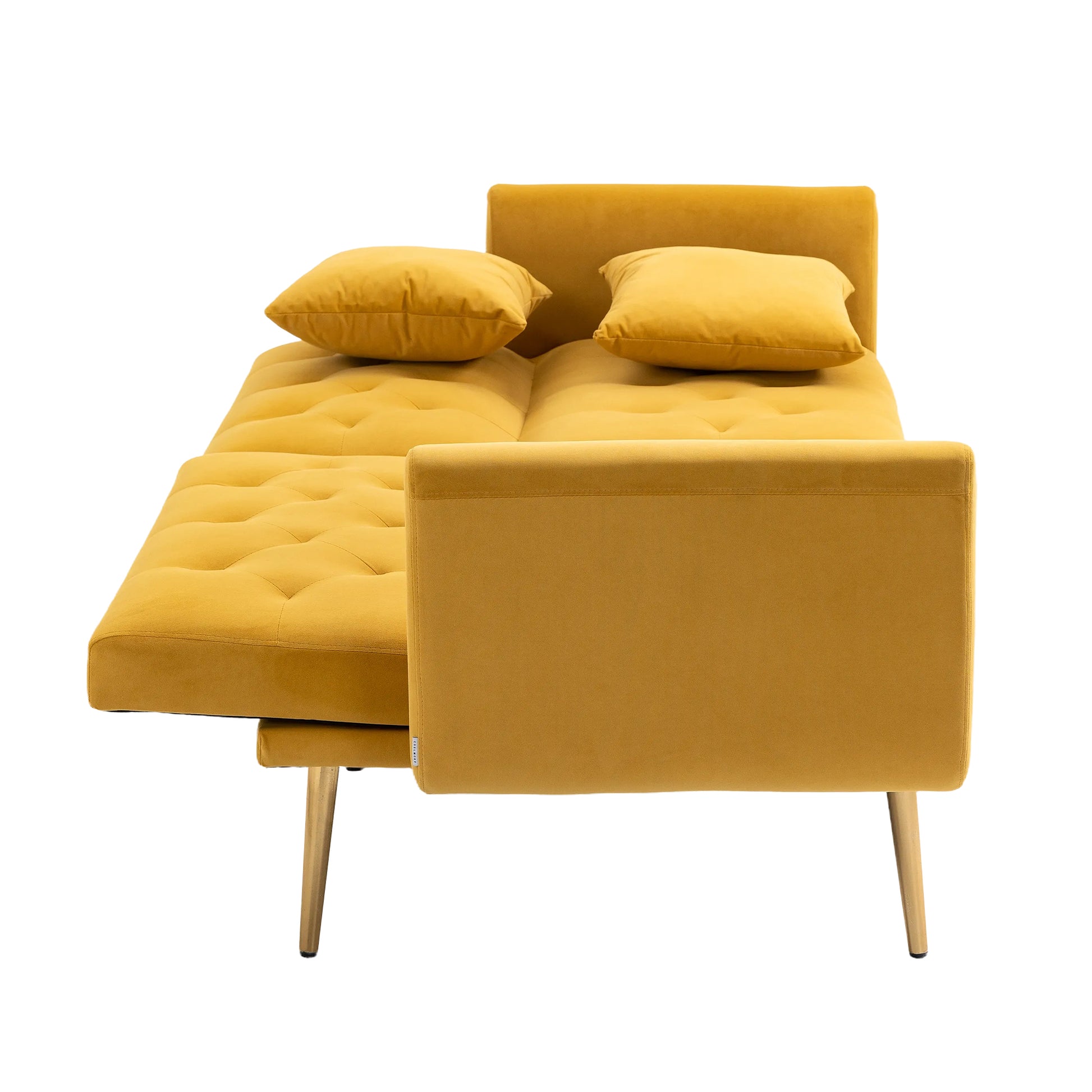 Coolmore Velvet Sofaaccent Sofa .Seat Sofa With Metal Feet Mustard Polyester