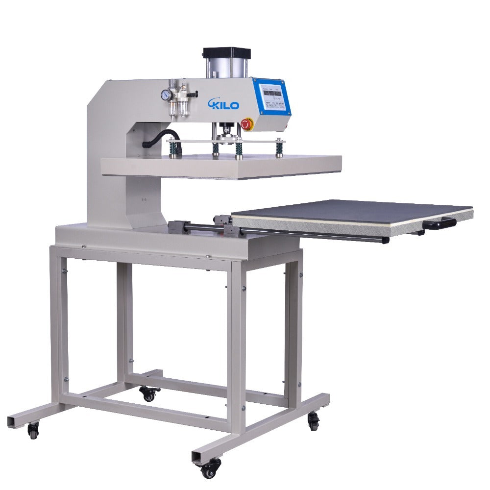 24X32 Large Format Single Station Pneumatic Heat Press Machine 220V,6000W No Plug Blue Grey Aluminium