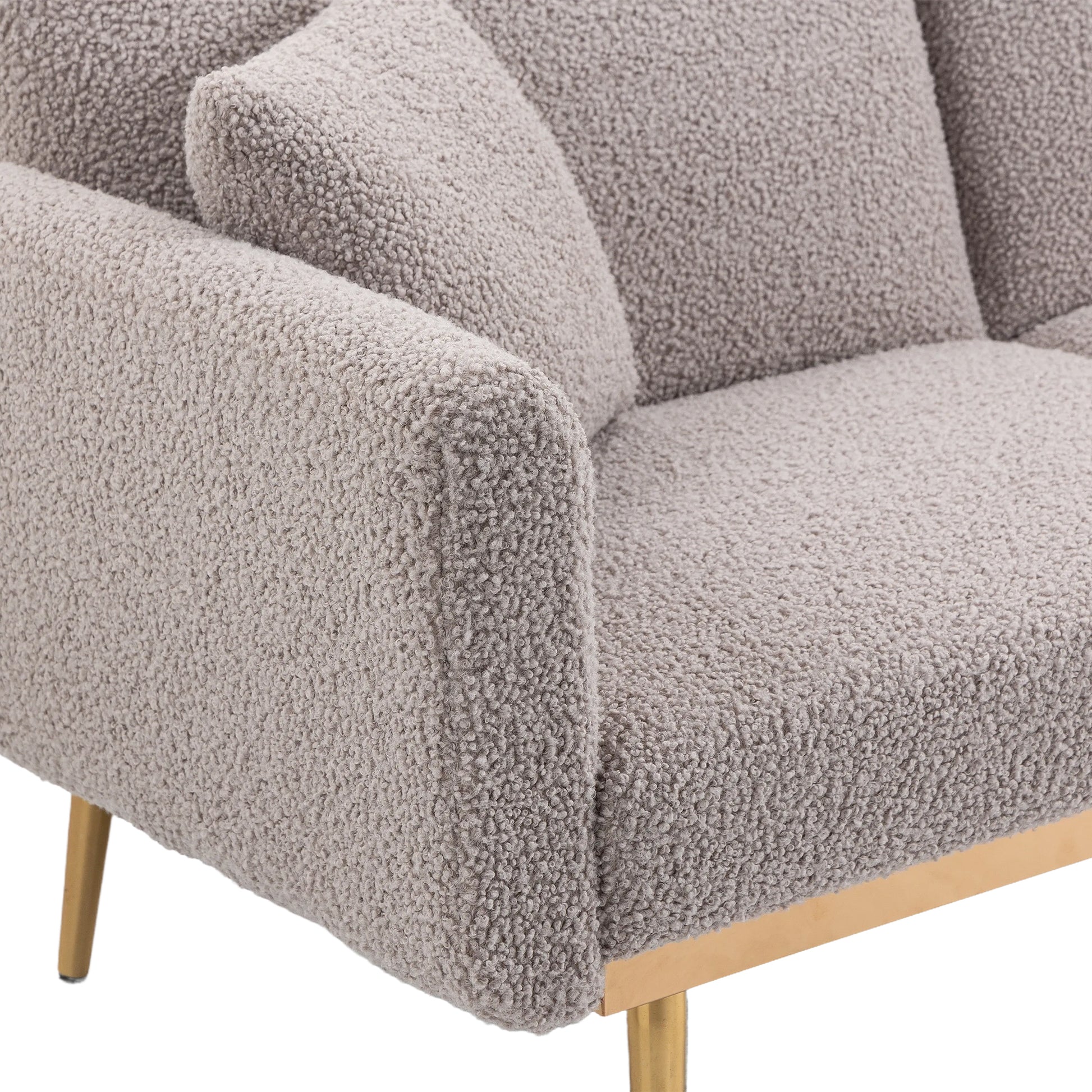 Coolmore Velvet Sofaaccent Sofa .Seat Sofa With Metal Feet Grey Teddy Polyester