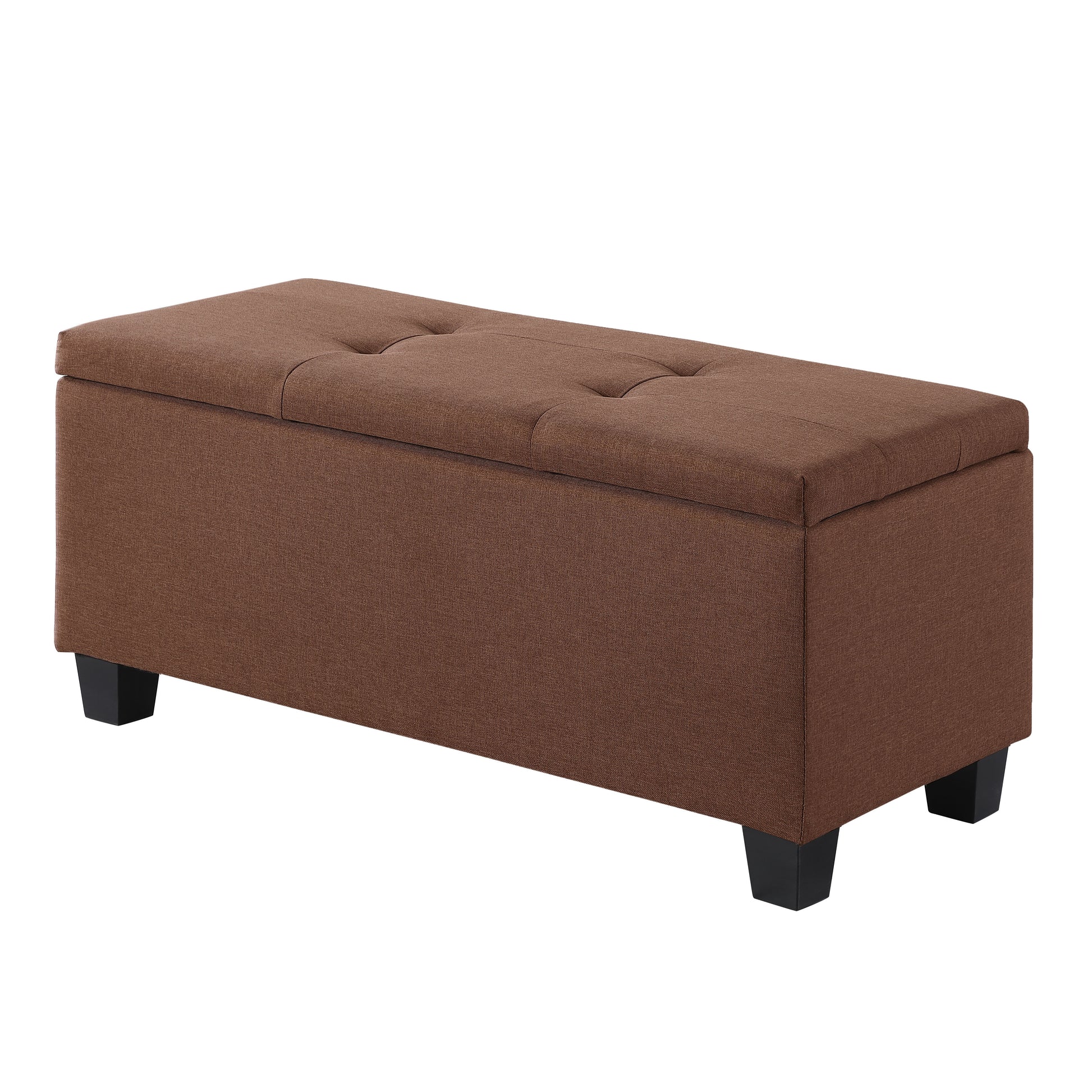 Video Large Storage Ottoman Bench Set, 3 In 1 Combination Ottoman, Tufted Ottoman Linen Bench For Living Room, Entryway, Hallway, Bedroom Support 250Lbs Brown Fabric