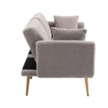 Coolmore Velvet Sofaaccent Sofa .Seat Sofa With Metal Feet Grey Teddy Polyester