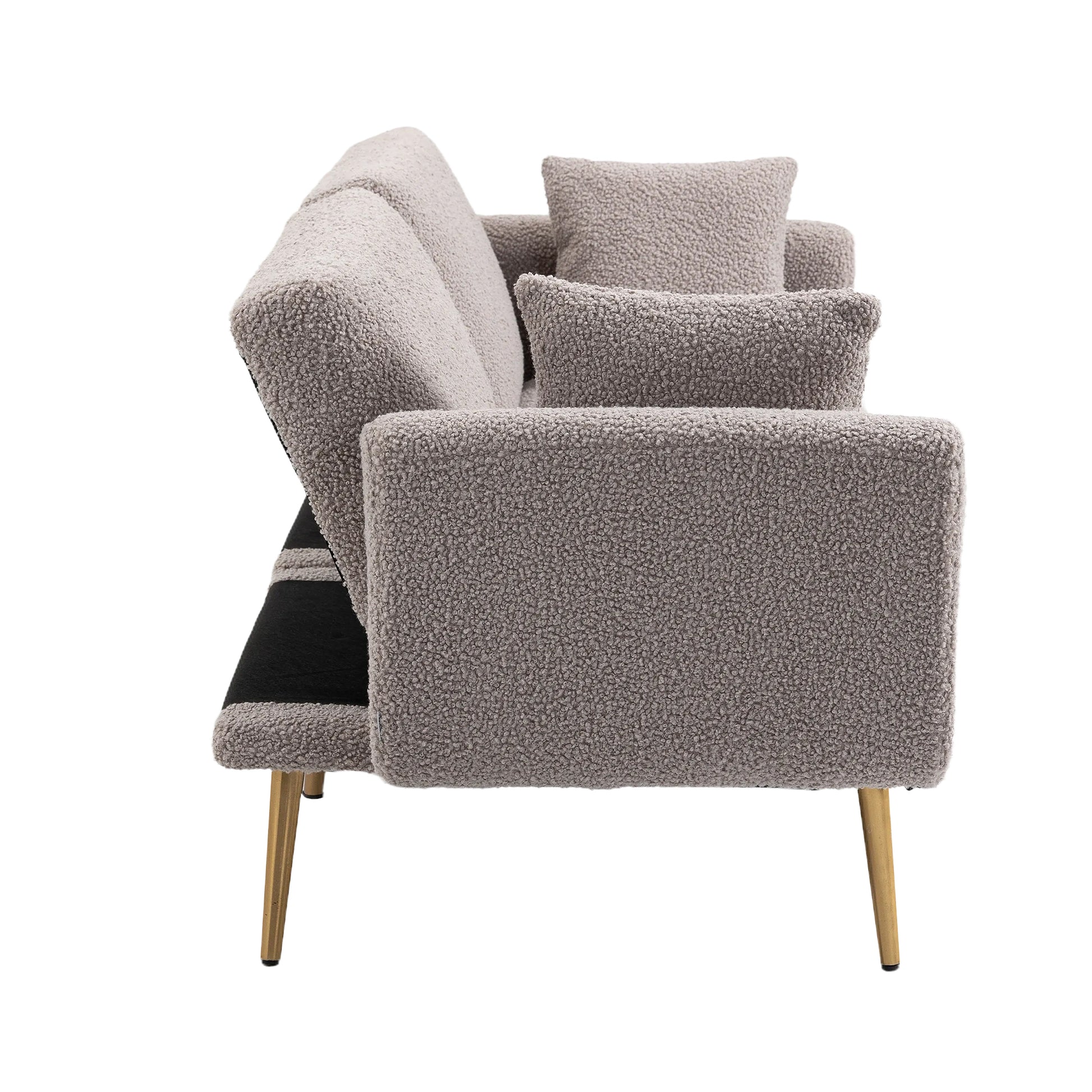 Coolmore Velvet Sofaaccent Sofa .Seat Sofa With Metal Feet Grey Teddy Polyester