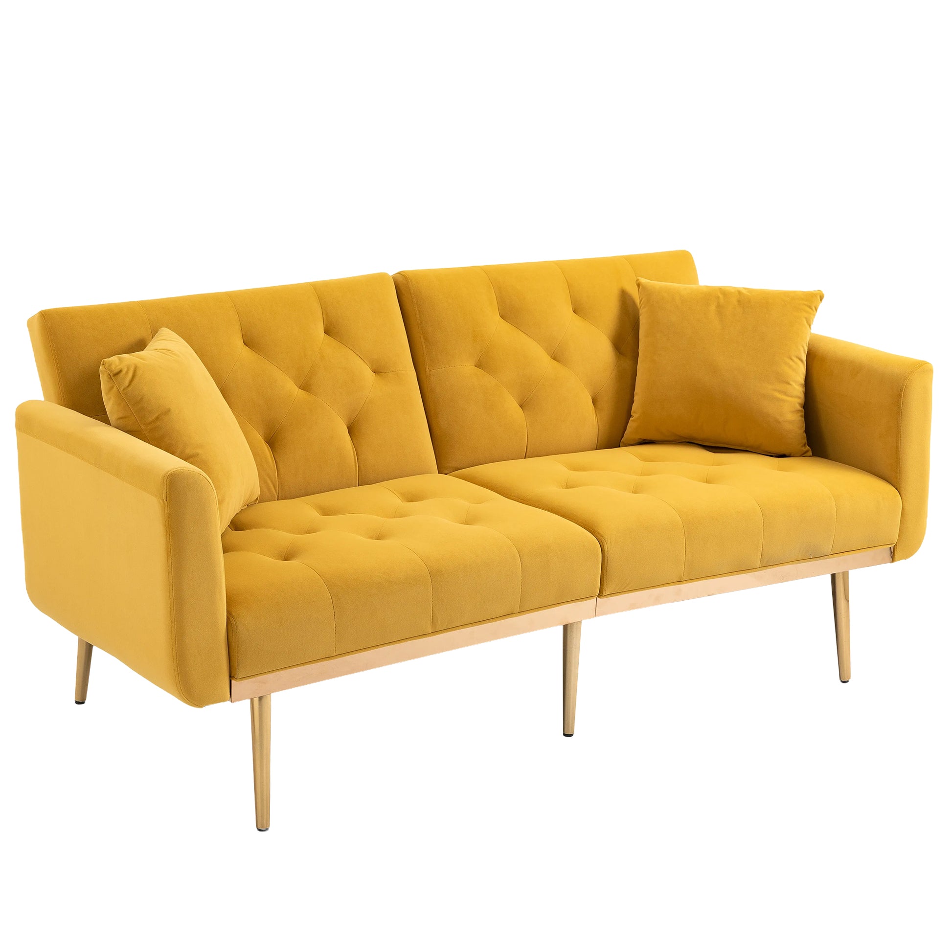 Coolmore Velvet Sofaaccent Sofa .Seat Sofa With Metal Feet Mustard Polyester