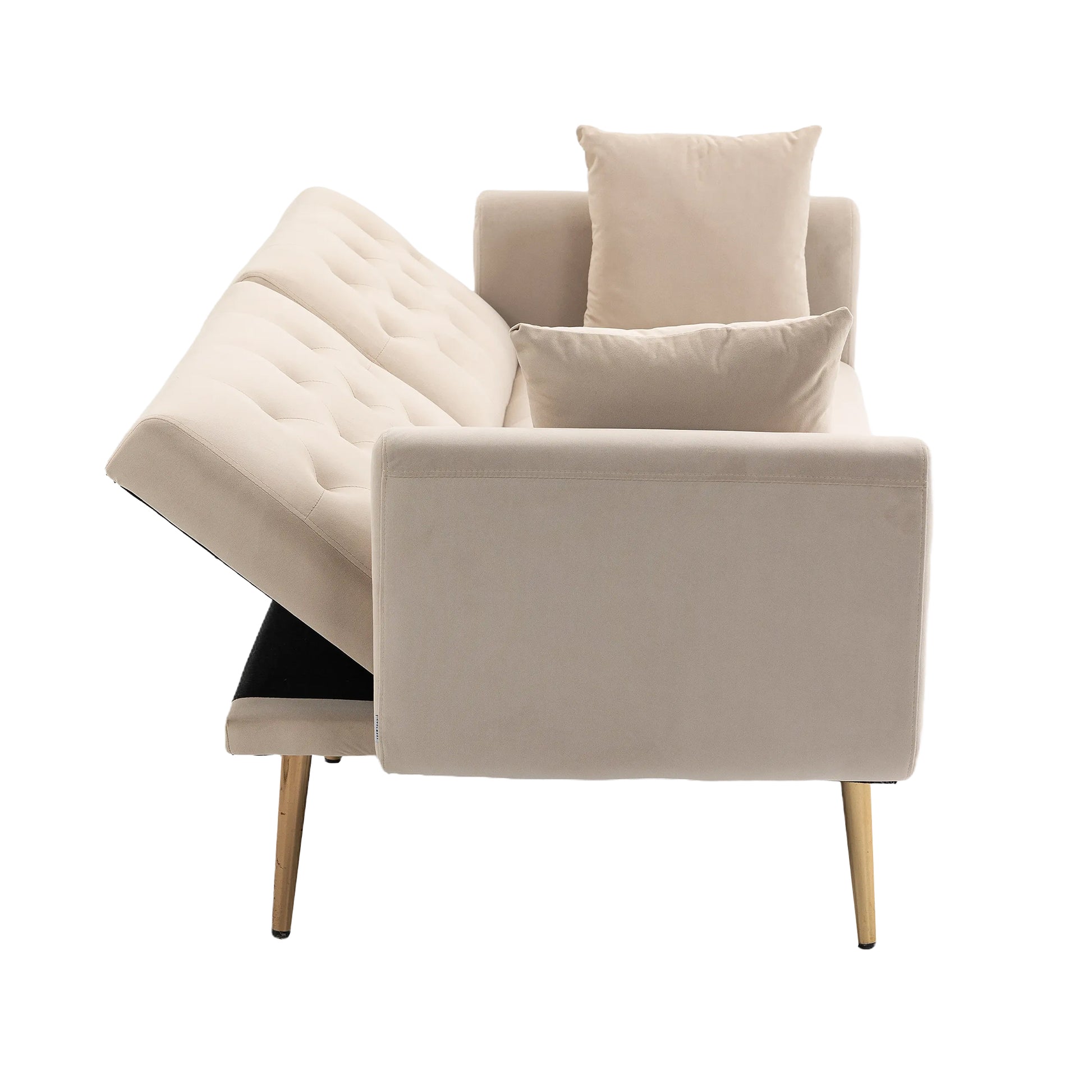 Coolmore Velvet Sofaaccent Sofa .Seat Sofa With Metal Feet Beige Polyester