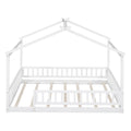Full Size Wood Bed House Bed Frame With Fence, For Kids, Teens, Girls, Boys,White Box Spring Not Required Full White Wood Pine Bed Frame Wood