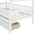 Twin Size Wooden House Bed With Two Drawers, White Box Spring Not Required Twin White Wood White Bedroom Pine Bed Frame Wood