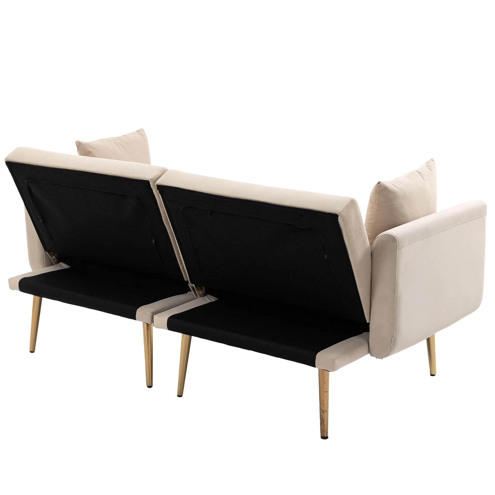 Coolmore Velvet Sofaaccent Sofa .Seat Sofa With Metal Feet Beige Polyester