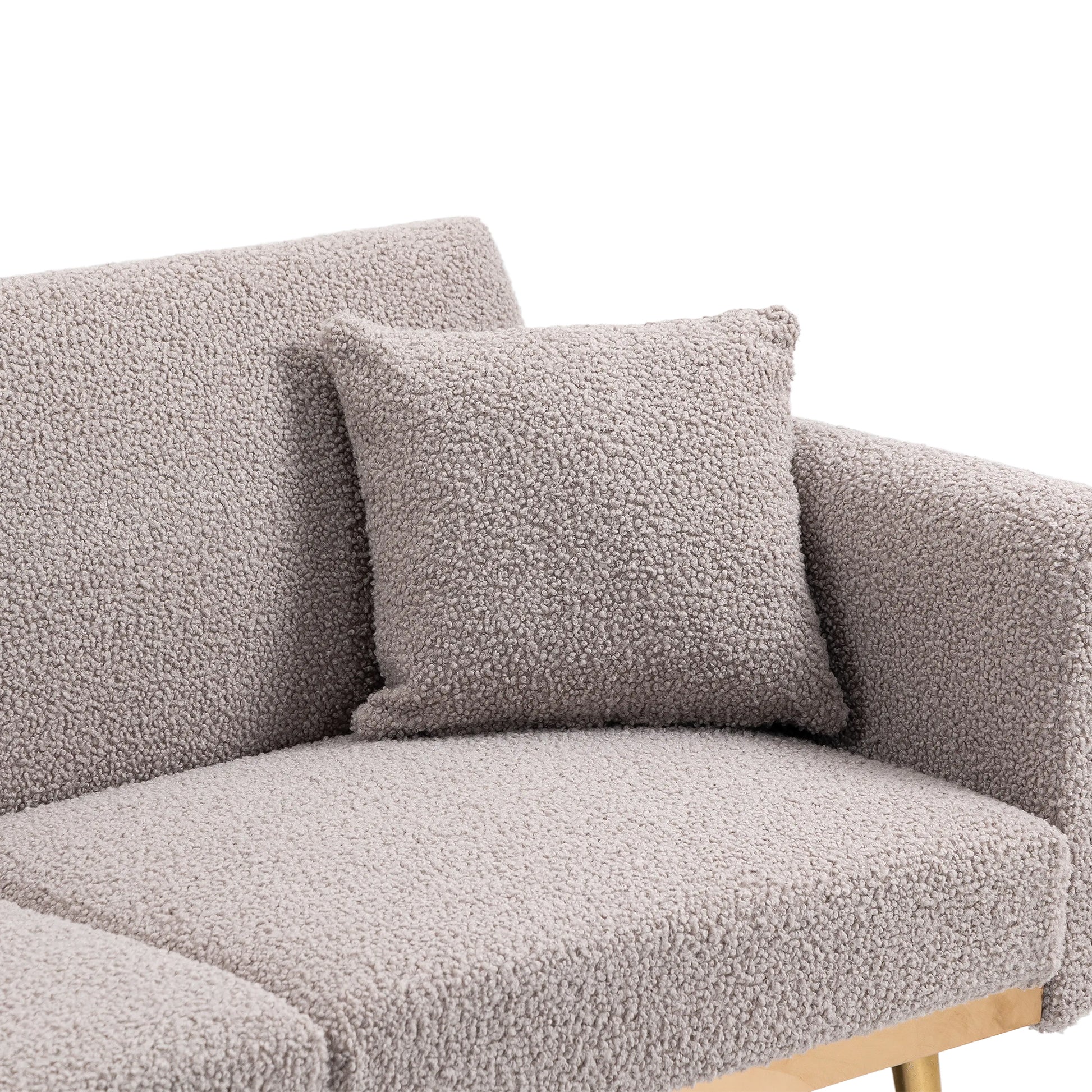Coolmore Velvet Sofaaccent Sofa .Seat Sofa With Metal Feet Grey Teddy Polyester