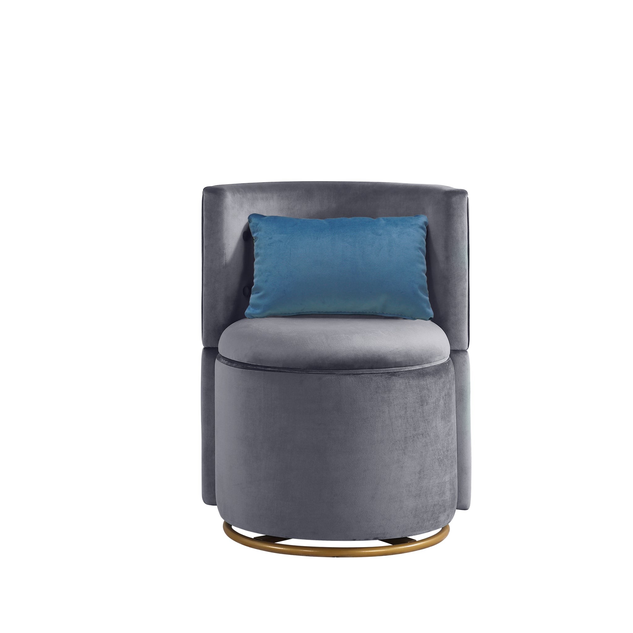 360 Swivel Accent Chair with Storage Function, and gray-velvet