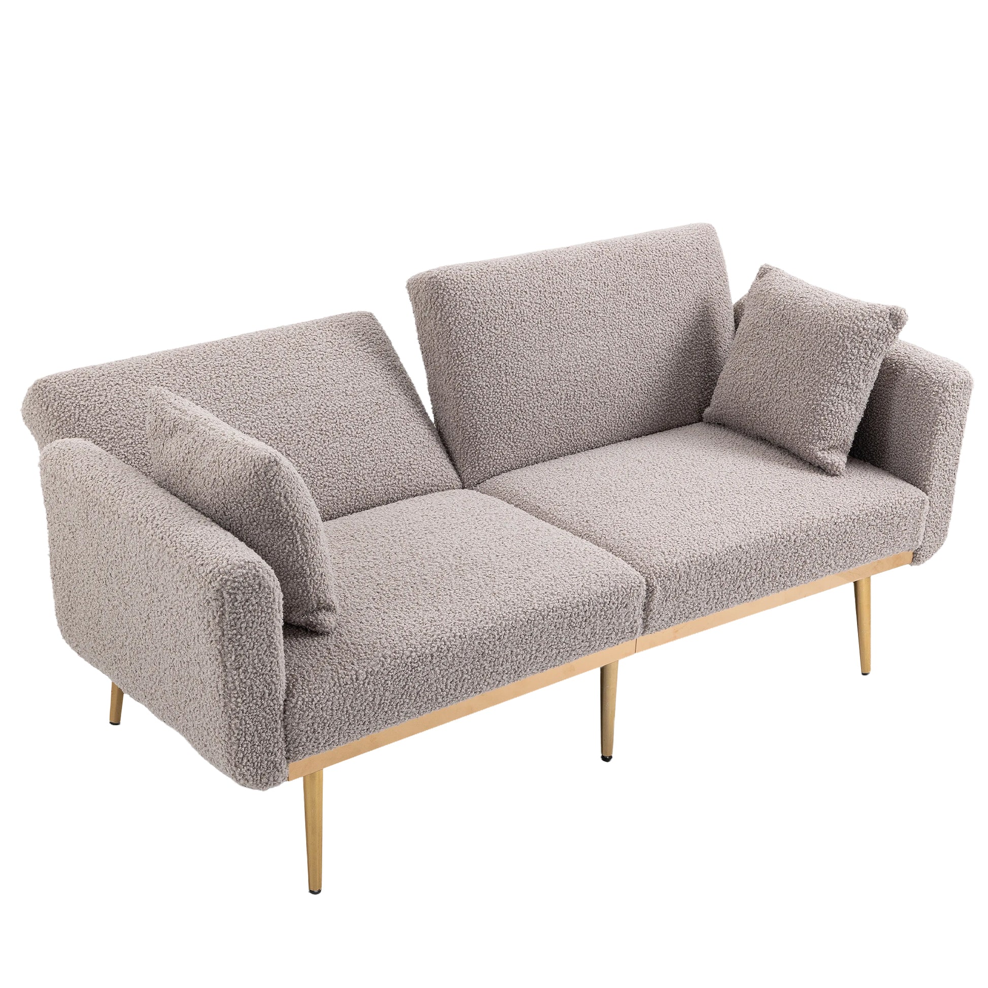 Coolmore Velvet Sofaaccent Sofa .Seat Sofa With Metal Feet Grey Teddy Polyester