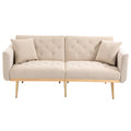 Coolmore Velvet Sofaaccent Sofa .Seat Sofa With Metal Feet Beige Polyester
