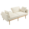 Coolmore Velvet Sofaaccent Sofa .Seat Sofa With Metal Feet White Teddy Polyester