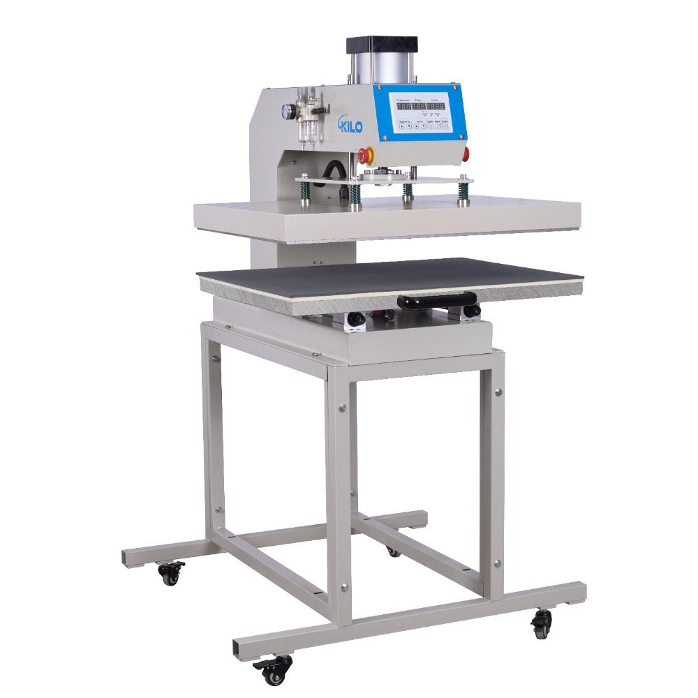 24X32 Large Format Single Station Pneumatic Heat Press Machine 220V,6000W No Plug Blue Grey Aluminium