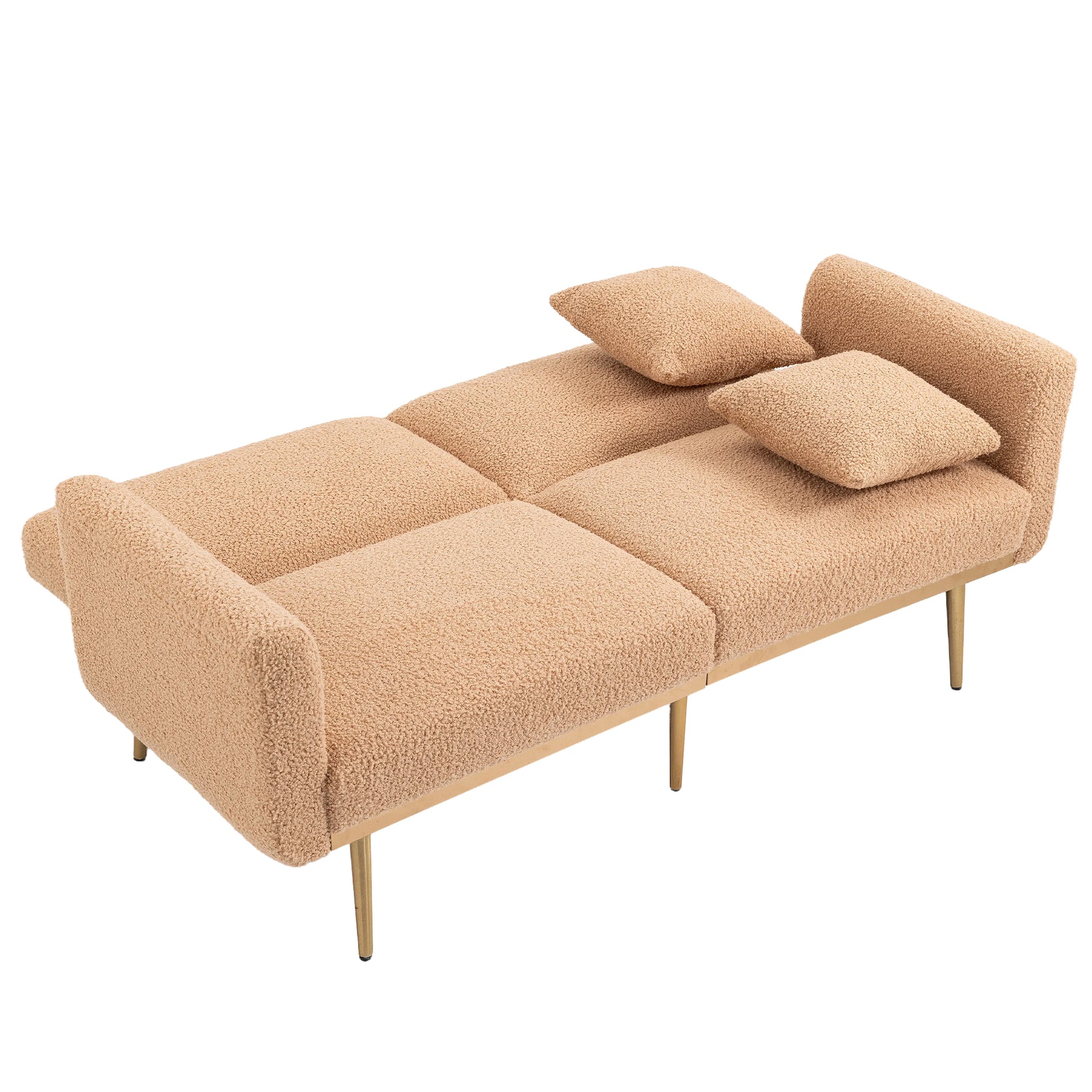 Coolmore Velvet Sofaaccent Sofa .Seat Sofa With Metal Feet Camel Teddy Polyester