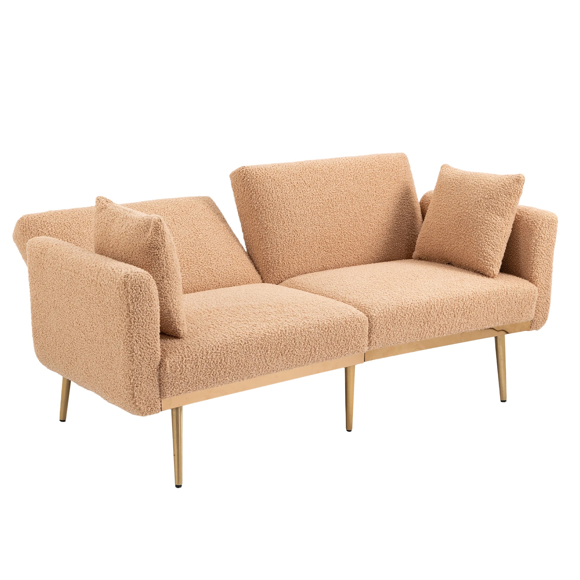 Coolmore Velvet Sofaaccent Sofa .Seat Sofa With Metal Feet Camel Teddy Polyester