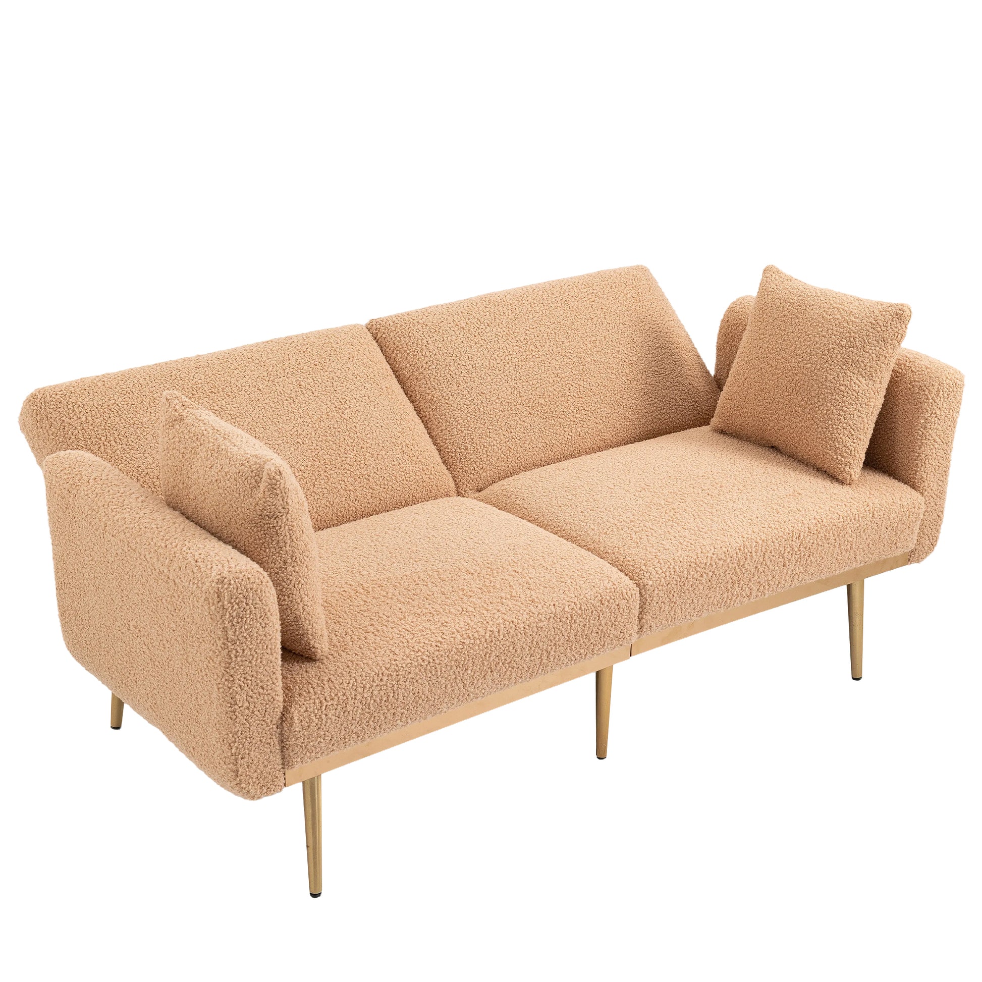 Coolmore Velvet Sofaaccent Sofa .Seat Sofa With Metal Feet Camel Teddy Polyester