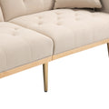 Coolmore Velvet Sofaaccent Sofa .Seat Sofa With Metal Feet Beige Polyester