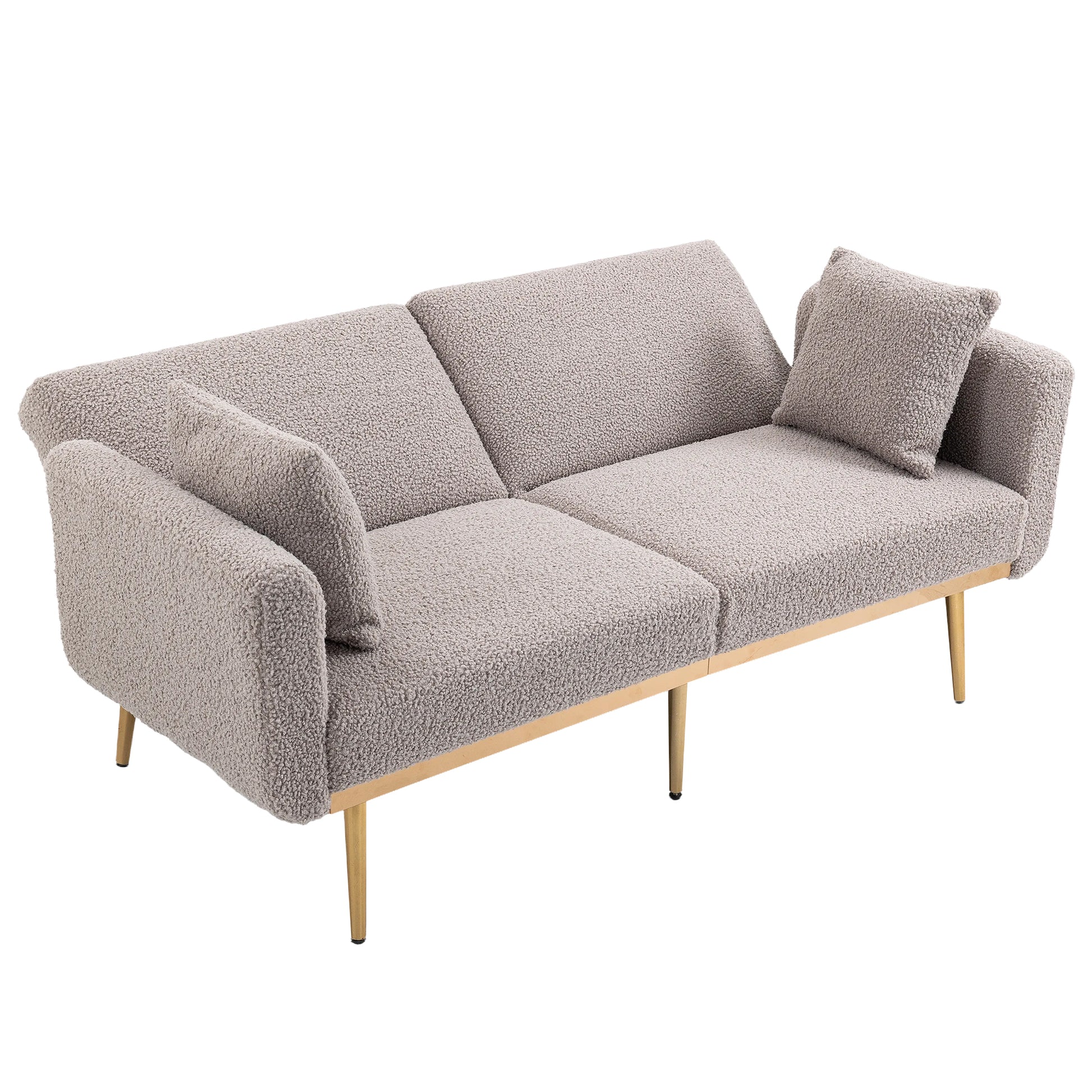 Coolmore Velvet Sofaaccent Sofa .Seat Sofa With Metal Feet Grey Teddy Polyester