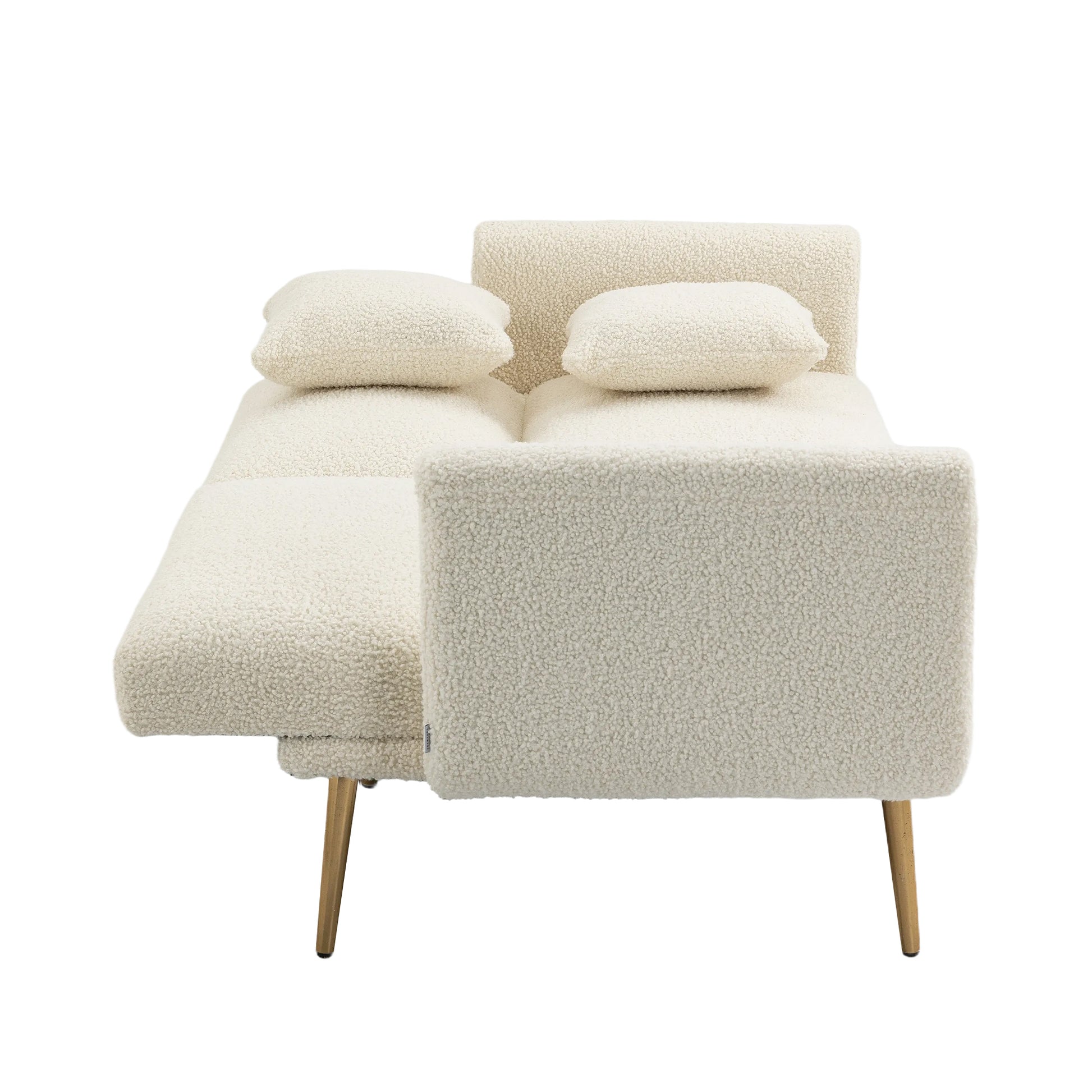 Coolmore Velvet Sofaaccent Sofa .Seat Sofa With Metal Feet White Teddy Polyester