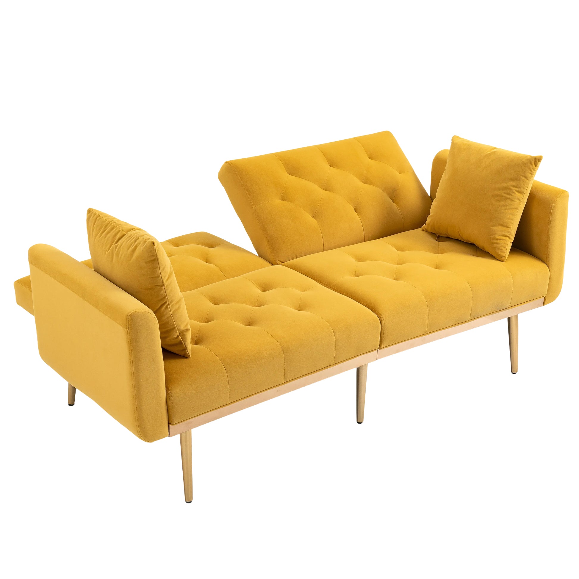 Coolmore Velvet Sofaaccent Sofa .Seat Sofa With Metal Feet Mustard Polyester