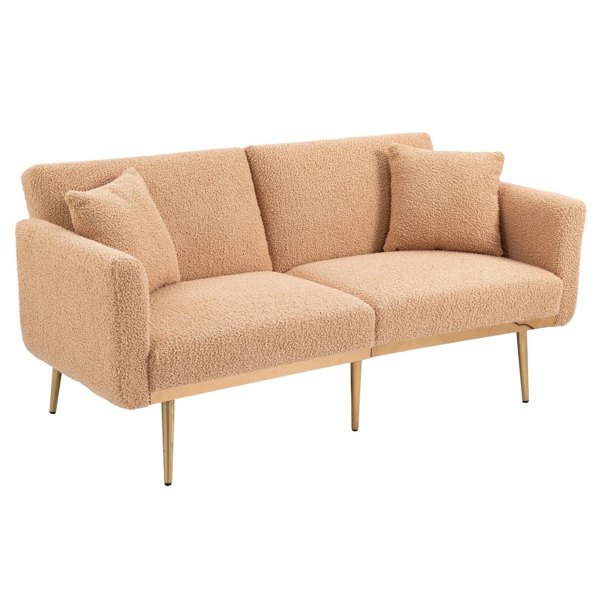 Coolmore Velvet Sofaaccent Sofa .Seat Sofa With Metal Feet Camel Teddy Polyester