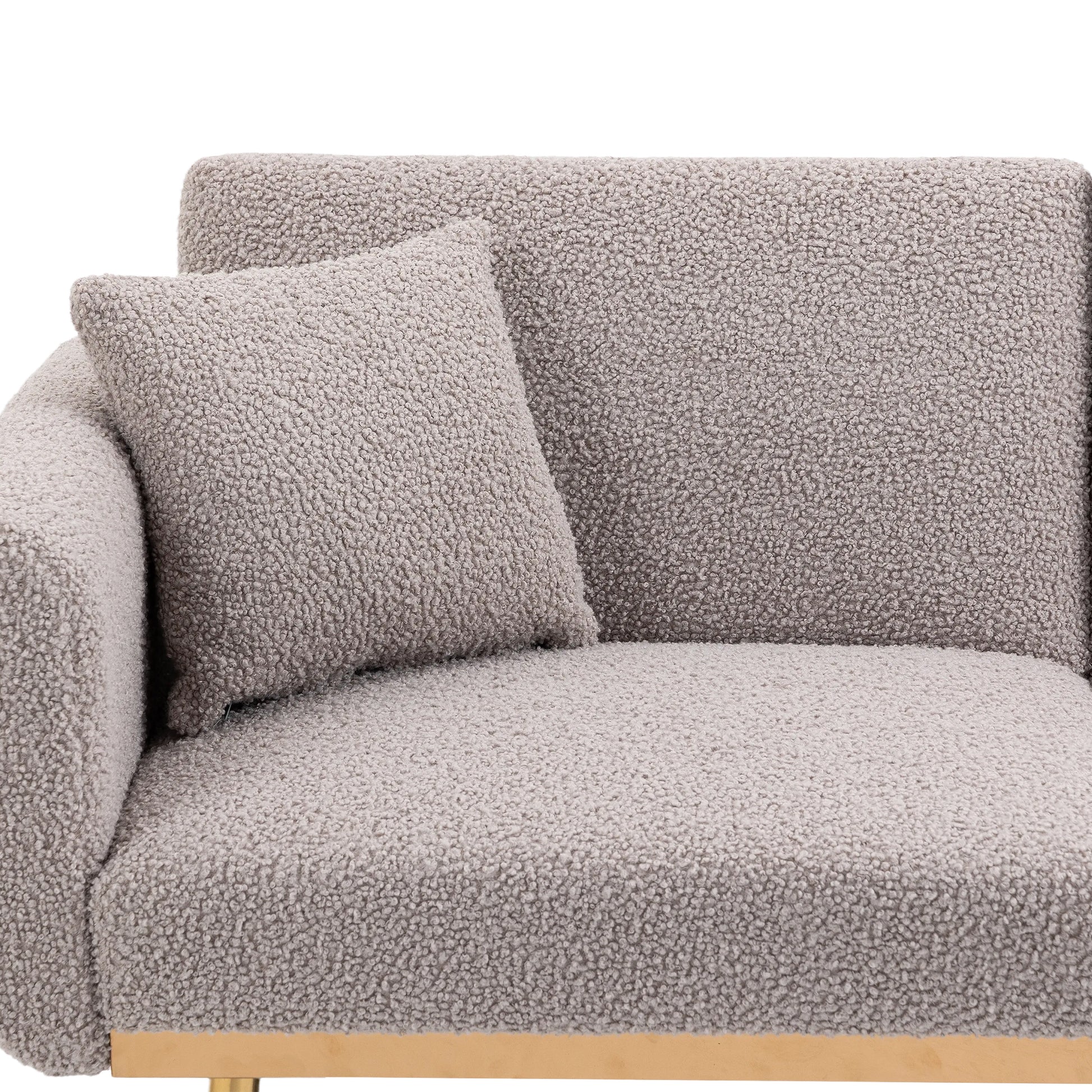 Coolmore Velvet Sofaaccent Sofa .Seat Sofa With Metal Feet Grey Teddy Polyester