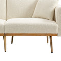 Coolmore Velvet Sofaaccent Sofa .Seat Sofa With Metal Feet White Teddy Polyester
