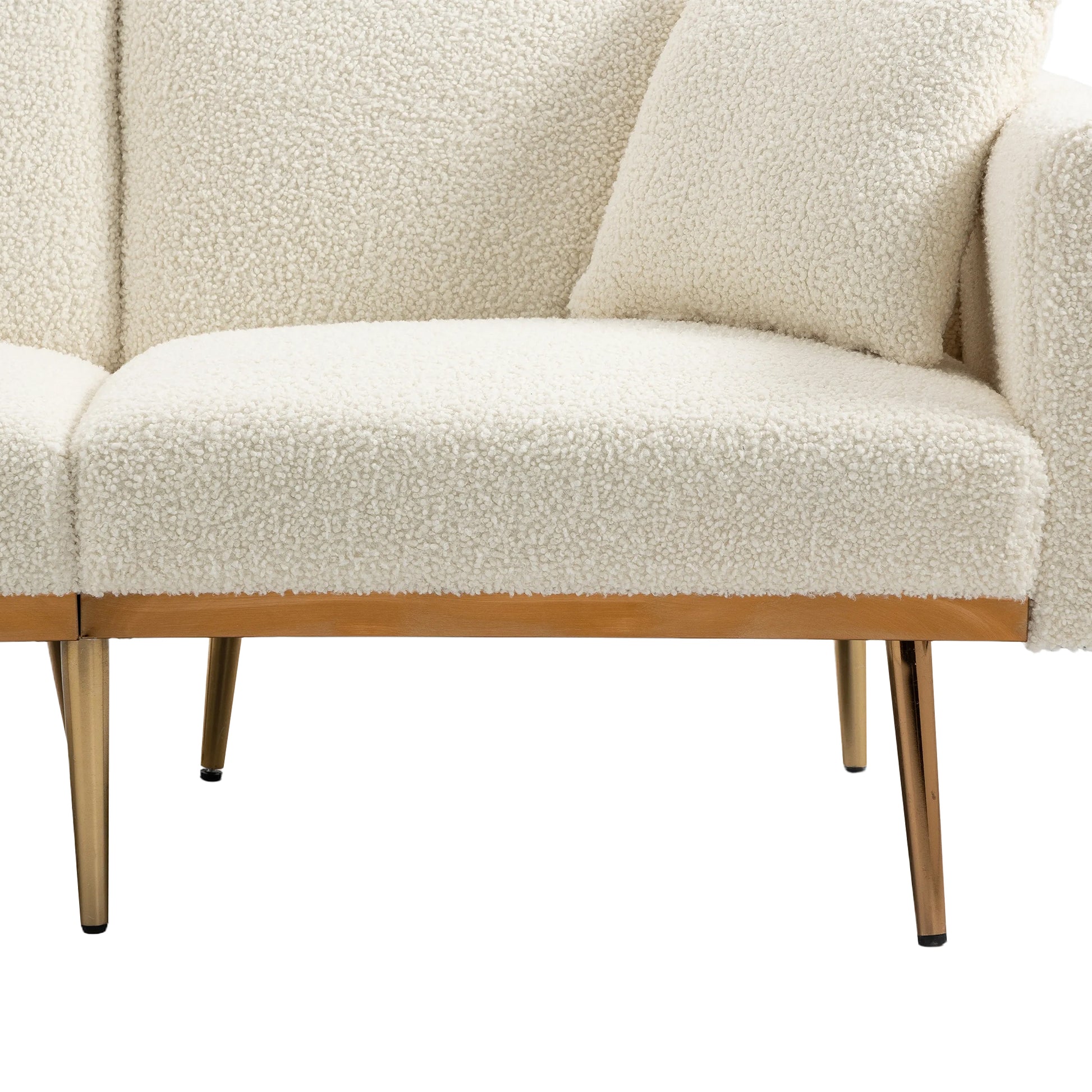 Coolmore Velvet Sofaaccent Sofa .Seat Sofa With Metal Feet White Teddy Polyester