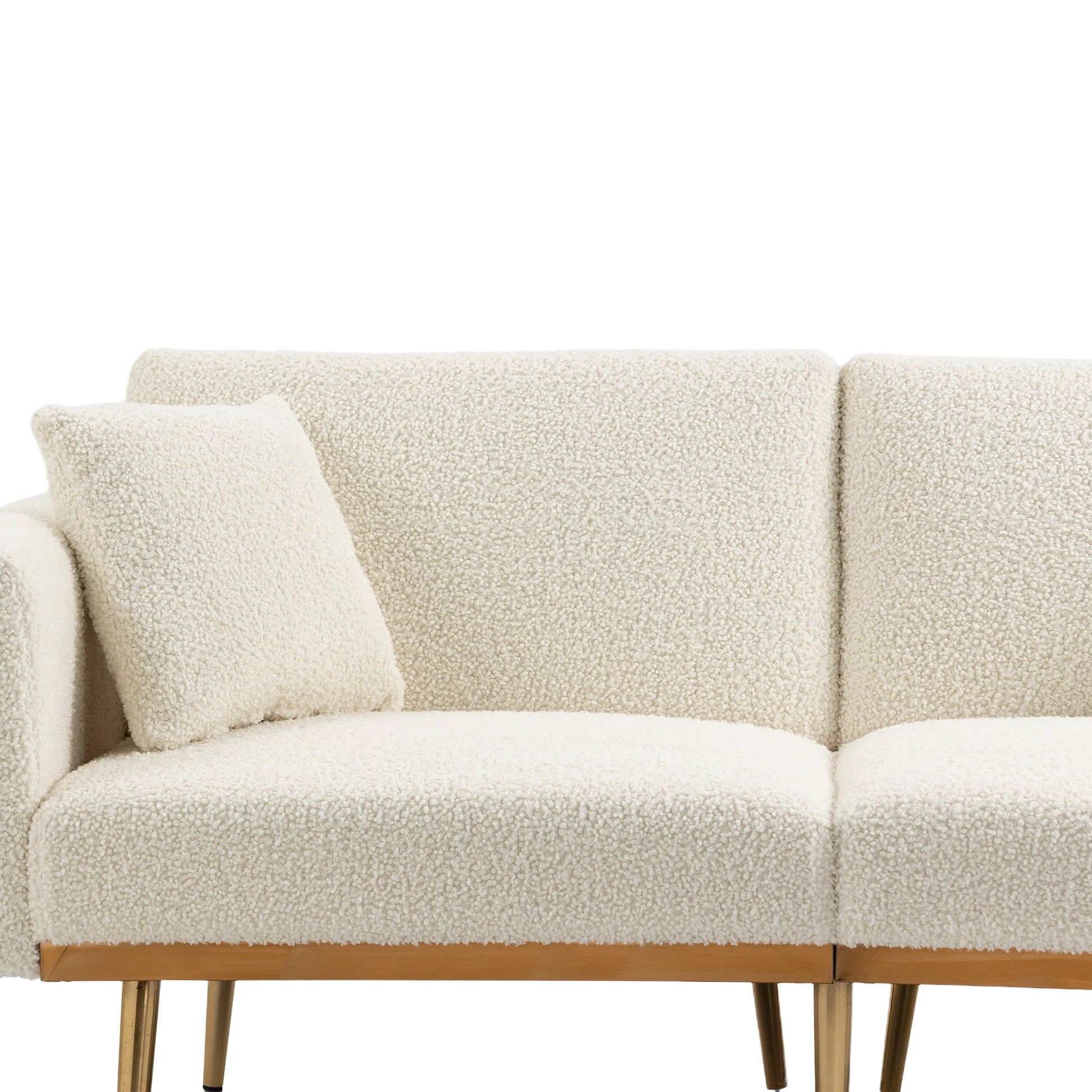 Coolmore Velvet Sofaaccent Sofa .Seat Sofa With Metal Feet White Teddy Polyester
