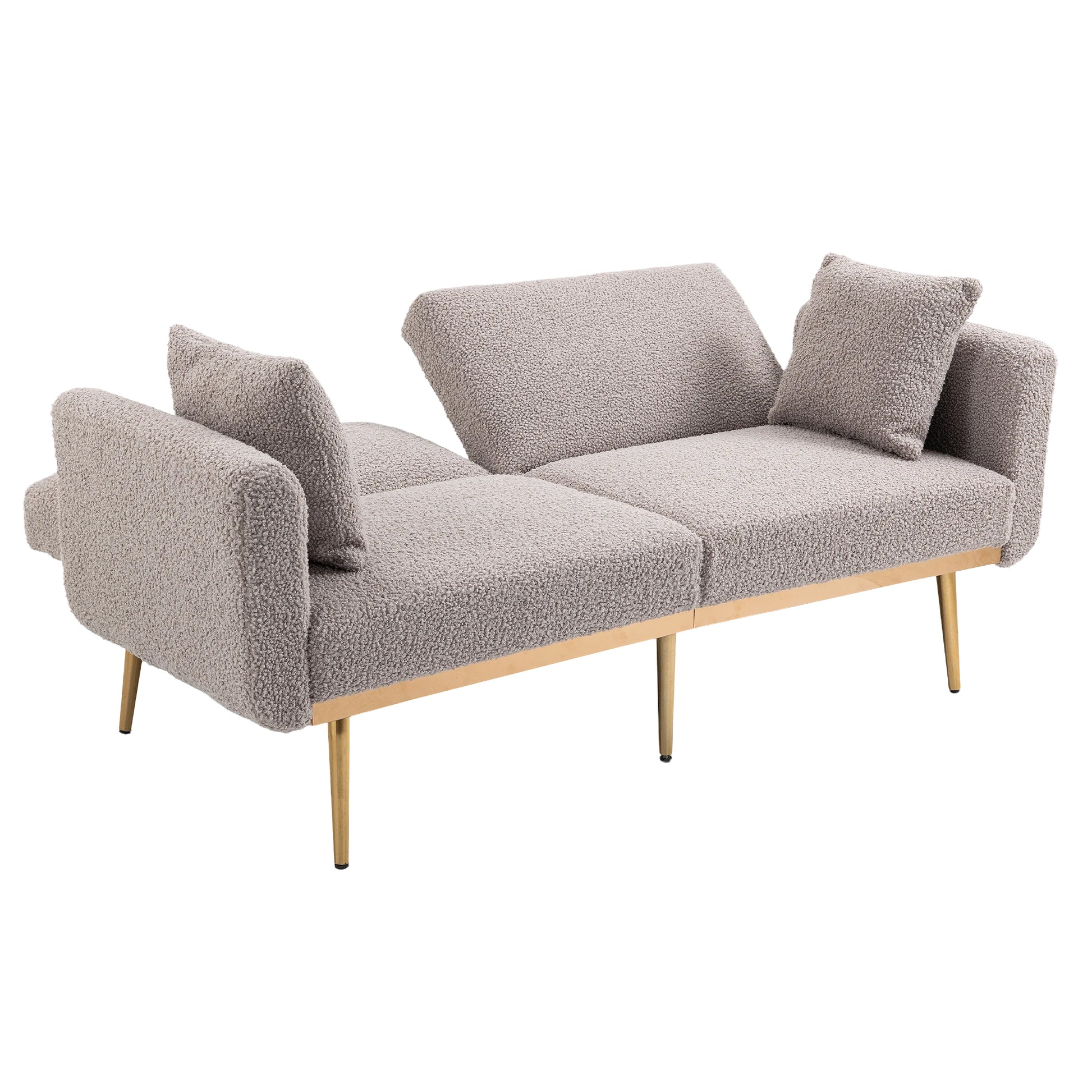 Coolmore Velvet Sofaaccent Sofa .Seat Sofa With Metal Feet Grey Teddy Polyester