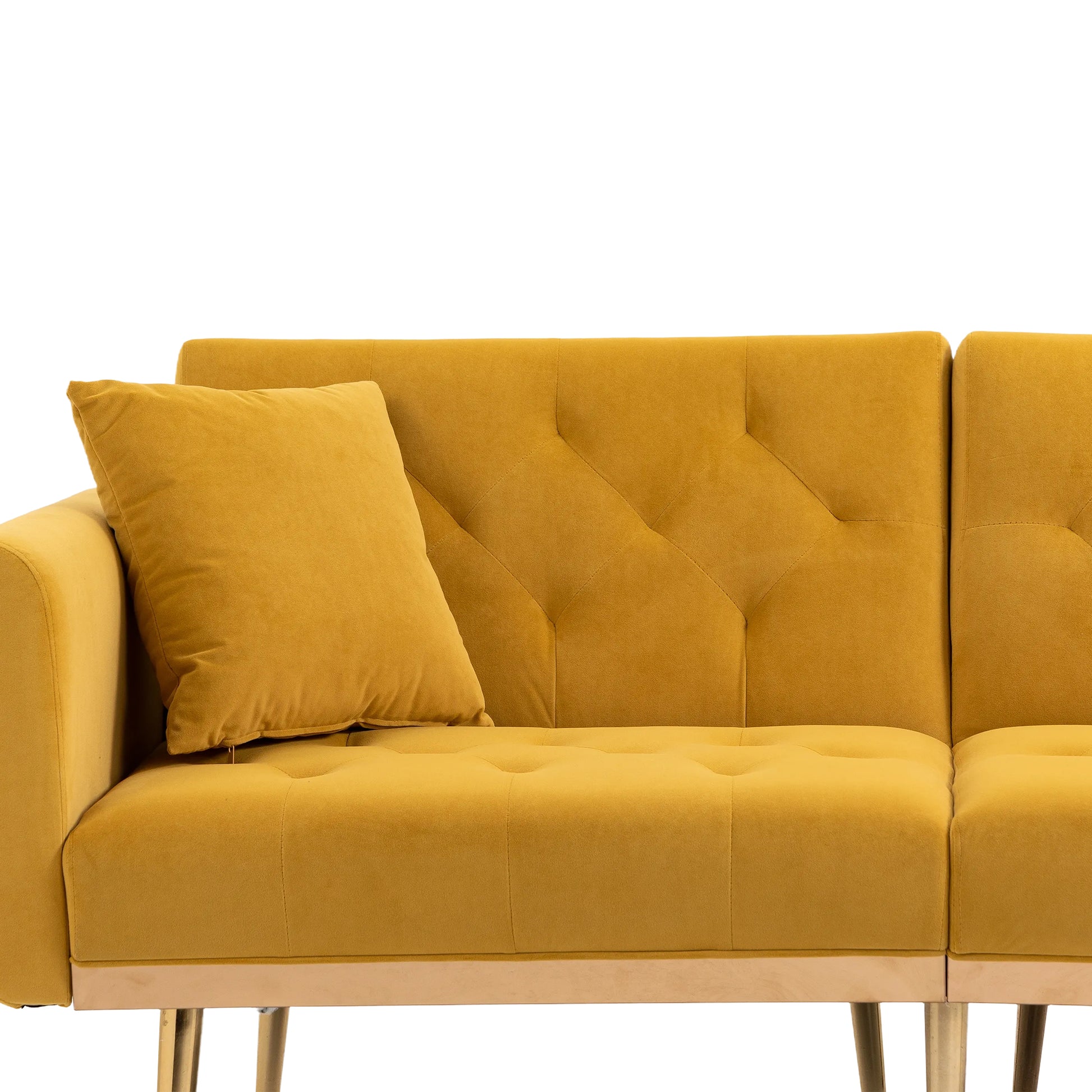 Coolmore Velvet Sofaaccent Sofa .Seat Sofa With Metal Feet Mustard Polyester