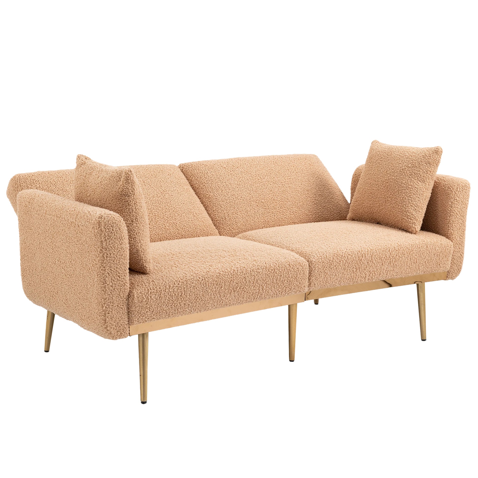 Coolmore Velvet Sofaaccent Sofa .Seat Sofa With Metal Feet Camel Teddy Polyester